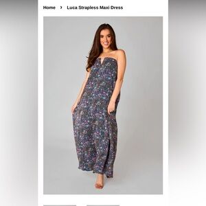 Buddy love Luca strapless maxi dress blue floral size large!